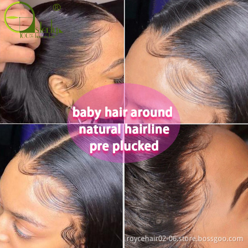 100% Brazilian Human Hair Wigs Vendor, Braided Straight Hair Cuticle Aligned Transparent 13x4 Lace Front Wig With Baby Hair